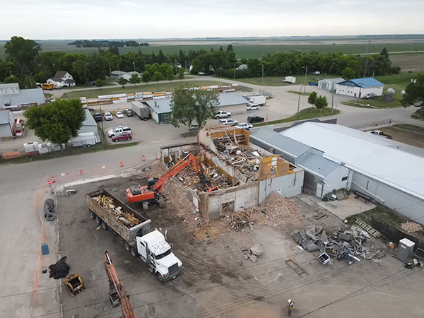 Aerial view of buildings under demolition