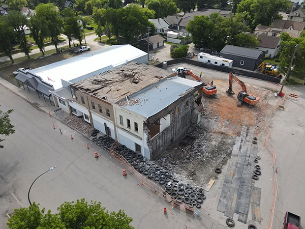 Aerial view of buildings under demolition