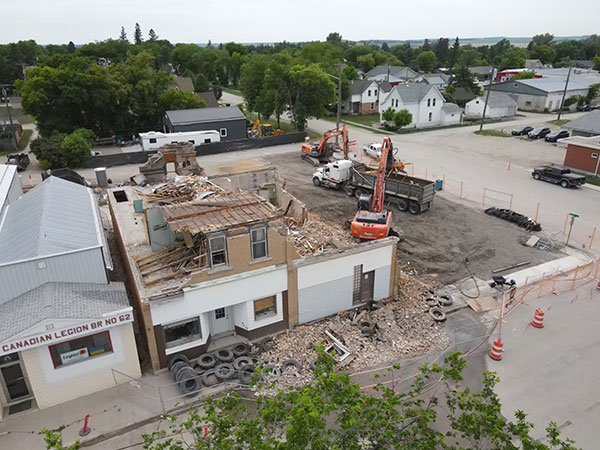 Aerial view of buildings under demolition