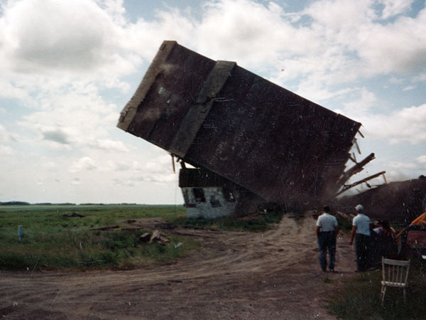 The former Wood Bay grain elevator during demolition