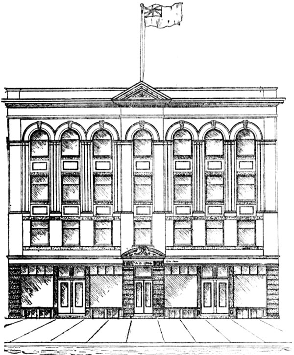 Glines Block in its as-built four-storey configuration