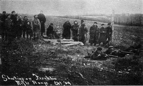 The Franklin Rifle Range, located on Robert Kerr's property. Robert Kerr is seated.