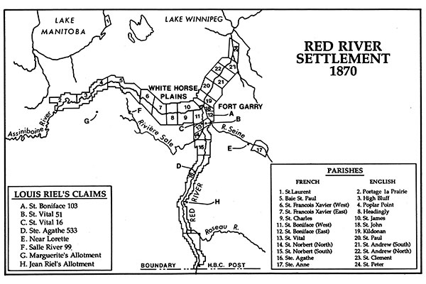 Location of Louis Riel’s Manitoba claims