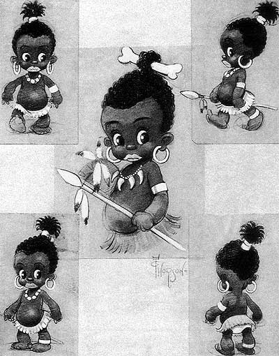 Charles Thorson’s character “Inki, The Little Lion Hunter,” sketched for Warner Brothers.