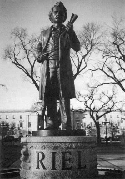 Statue of Louis Riel at the Manitoba Legislature. Created by Winnipeg artist Miguel Joyal, Statue of Louis Riel at the Manitoba Legislature. Created by Winnipeg artist Miguel Joyal,
the statue was unveiled in May of 1996.
