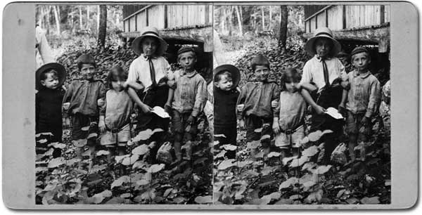 Pipe-smoking tots at Victoria Beach