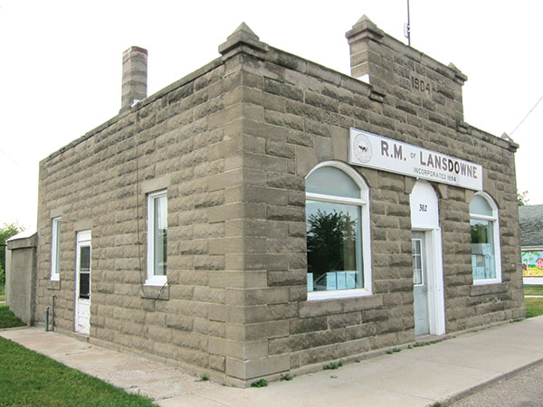 Lansdowne Municipal Office (Arden). This impressive building was constructed in 1904 of blocks made by the Arden Cement Block and Building Company, established that year by municipal official Maurice Boughton. It has the distinction of being one of the few municipal offices in Manitoba that is still used for its original purpose.