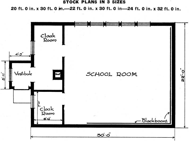 Floor plan of the Eatons school building
