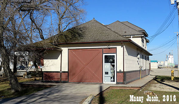 Rear of former Canadian Pacific Railway station at Arborg