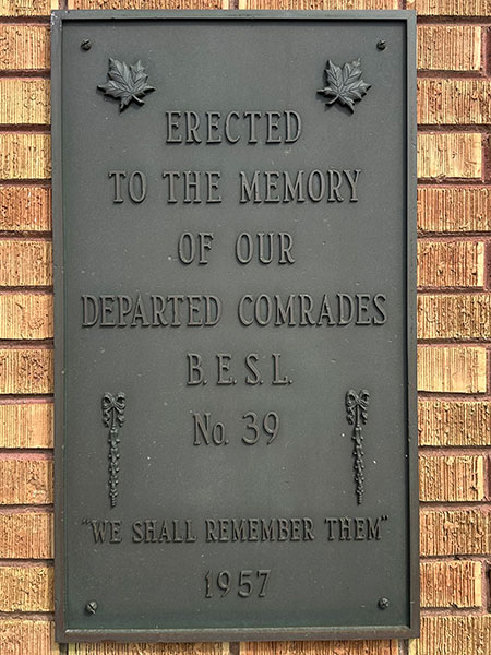 BESL commemorative plaque at entrance to Birchwood Cemetery