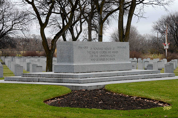 Military commemorative monument in Brookside Cemetery