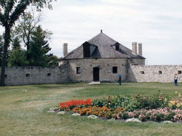 Postcard aerial view of Lower Fort Garry