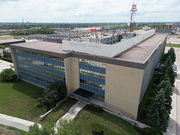 Aerial view of the former Manitoba Hydro Building