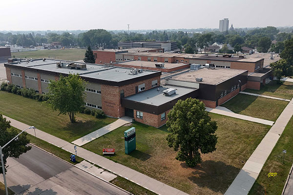 Aerial view of Miles Macdonell Collegiate