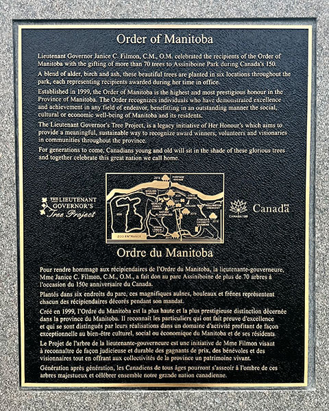 Plaque on the Order of Manitoba monument