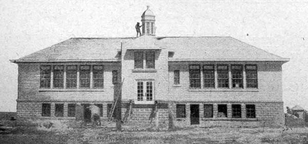 The second Plum Coulee School building, constructed around 1919 and destroyed by fire in 1930