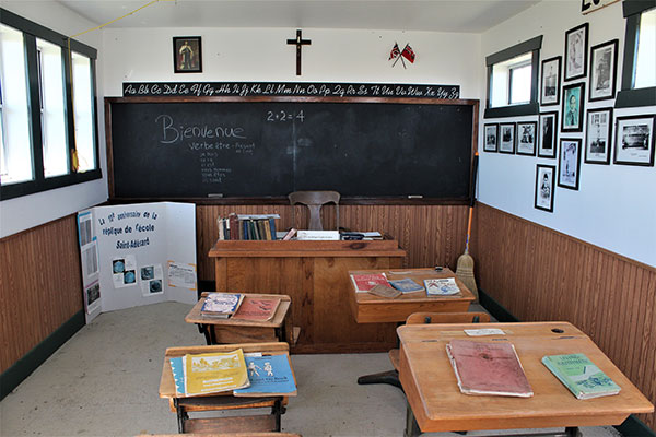 Interior of St. Adelard School commemorative replica