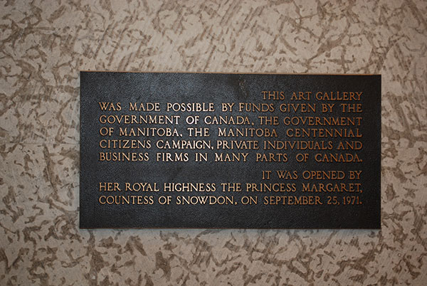 Winnipeg Art Gallery commemorative plaque