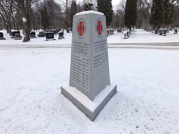 Winnipeg Fire Fighters memorial monument