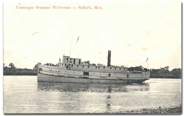 Postcard of the steamboat Wolverine at Selkirk